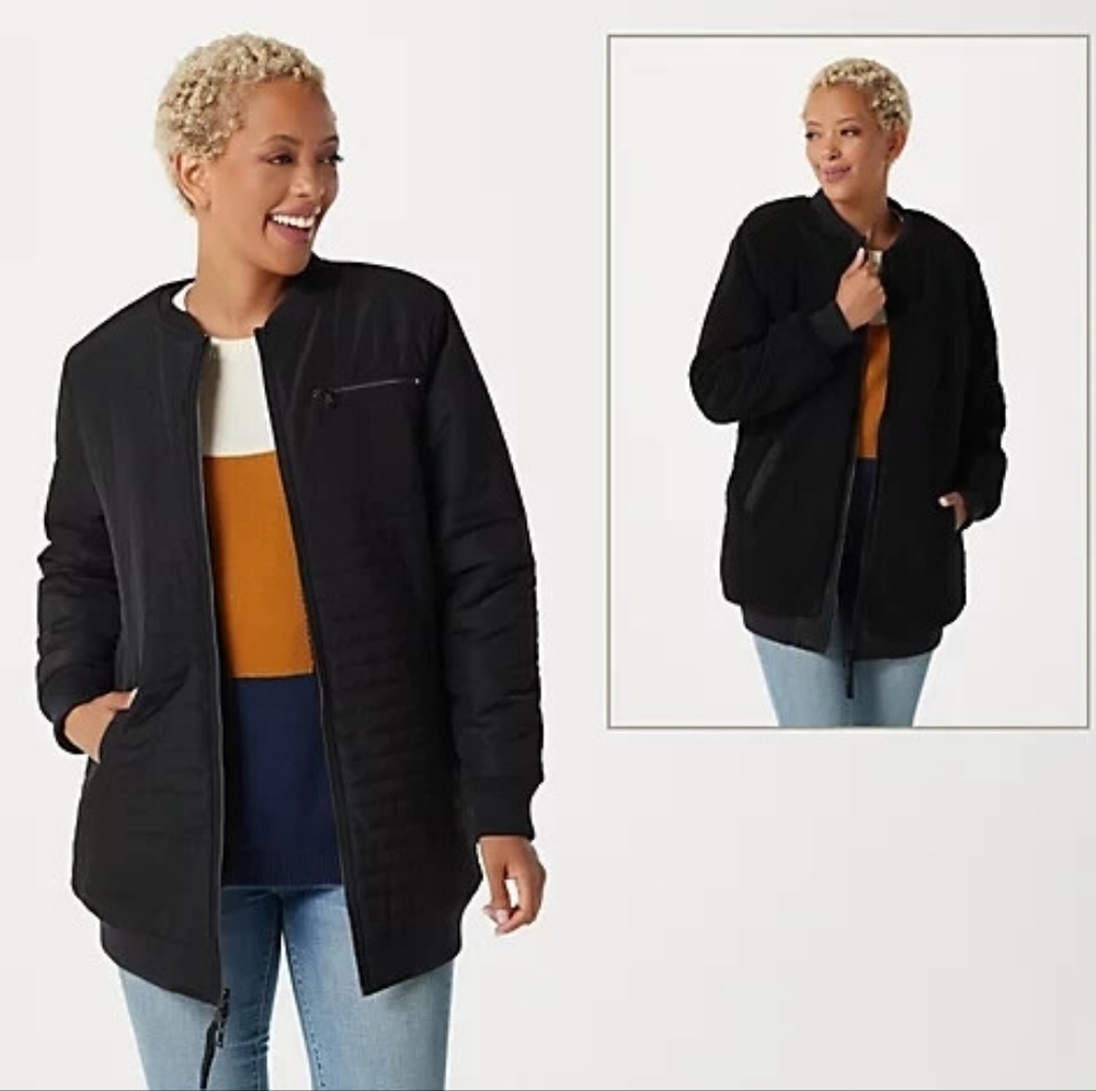 Zuda Reversible Quilted Sherpa Puffer Jacket | Black | Size M | NWT - Picture 2 of 2